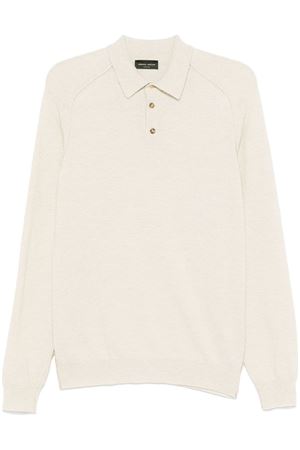 Polo a maglia in misto lana merino beige chiaro ROBERTO COLLINA | RA38004LINONOCE